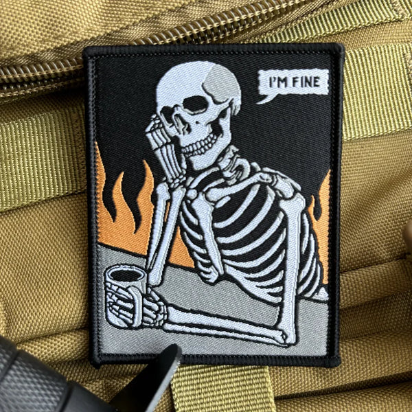 Skeleton 'I'm Fine' Embroidered Velcro Patch