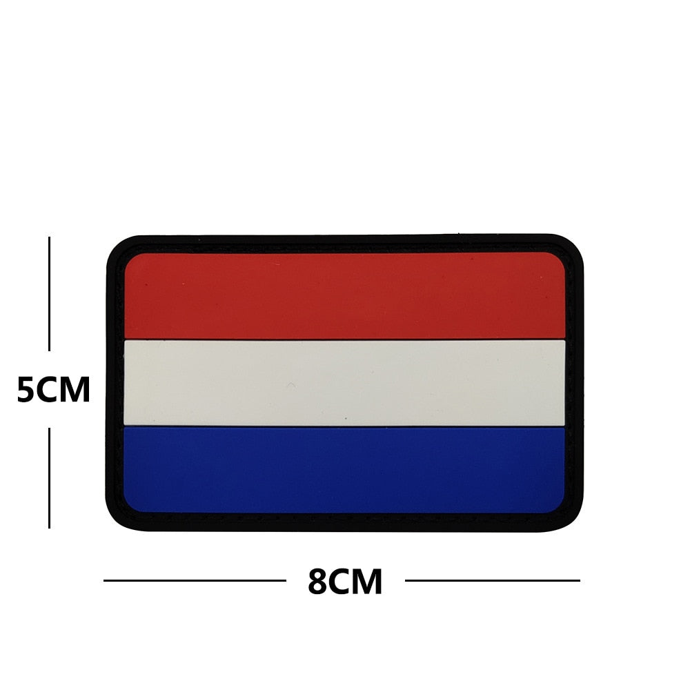 Netherlands Flag PVC Rubber Velcro Patch