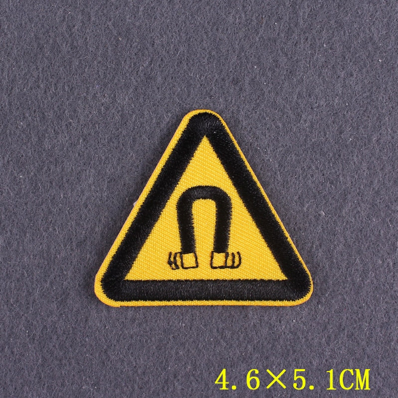Warning Sign 'Magnetic Field' Embroidered Patch — Little Patch Co