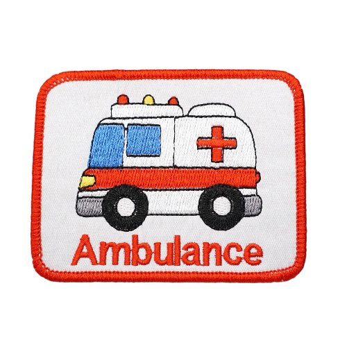 Ambulance Car 'Square' Embroidered Velcro Patch