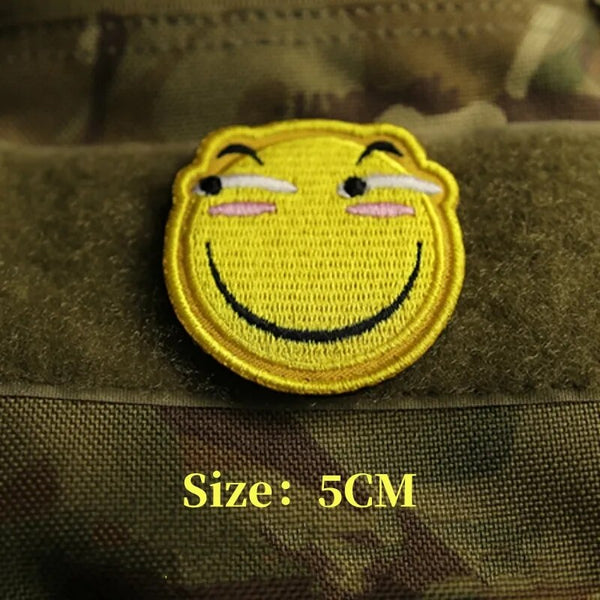 Funny Emoji 'Side Look' Embroidered Velcro Patch