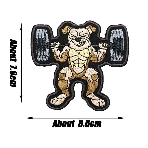 Bulldog 'Weightlifting' Embroidered Velcro Patch