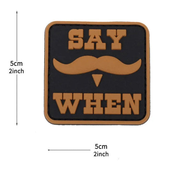 Doc Holliday Mustache 'Say When' PVC Rubber Velcro Patch