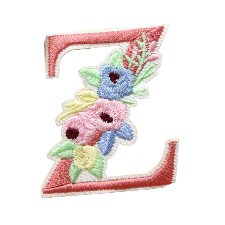 Cute 'Pink Letter Z | Flowers' Embroidered Patch