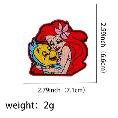 The Little Mermaid ‘Ariel Hugging Flounder’ Embroidered Patch