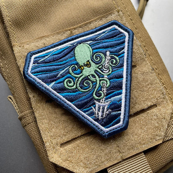 Octopus 'Trident Kraken' Embroidered Velcro Patch