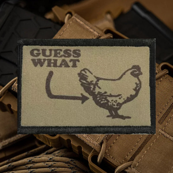 Funny Chicken 'Guess What' Embroidered Velcro Patch