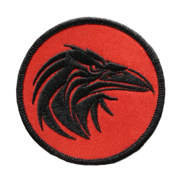 Crow 'Head | Round' Embroidered Velcro Patch