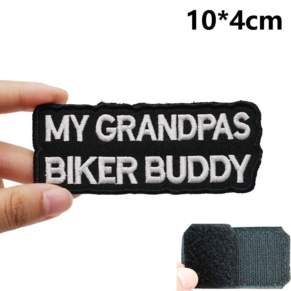 My Grandpas Biker Buddy Embroidered Velcro Patch