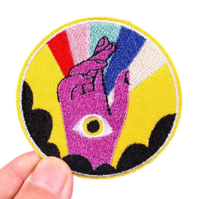 Pink Hand Eye 'Reaching' Embroidered Patch