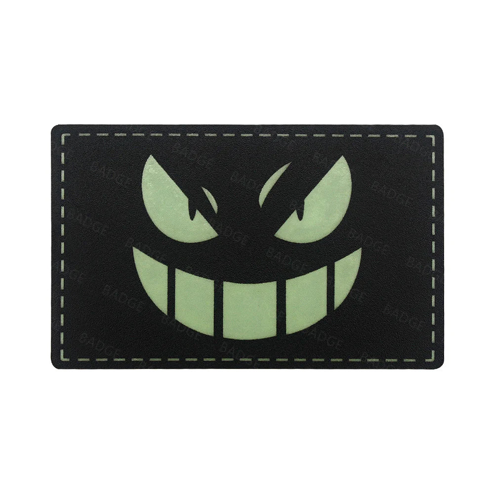 Evil Smiley Face 'Luminous' PVC Rubber Velcro Patch