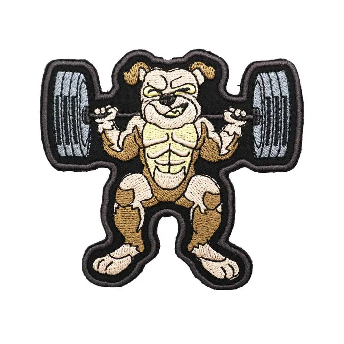 Bulldog 'Weightlifting' Embroidered Velcro Patch