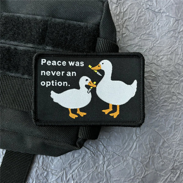 Mom and Baby Duck 'Peace Was Never An Option' Embroidered Velcro Patch