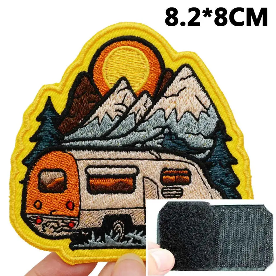 Outdoor Adventure 'Camping Car' Embroidered Velcro Patch
