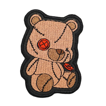 Teddy Bear 'Stitches and Broken Eye' Embroidered Velcro Patch