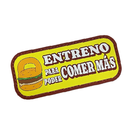 Hamburger Fitness 'Entreno Para Poder Comer Mas' PVC Rubber Velcro Patch