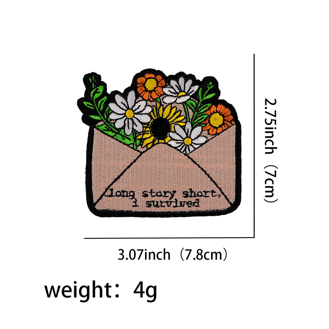 Flower Envelope 'Long Story Short I Survived' Embroidered Patch