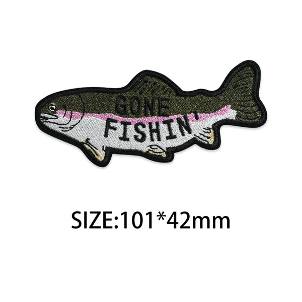 Rainbow Trout Fish 'Gone Fishin' | Set of 20' Embroidered Patch