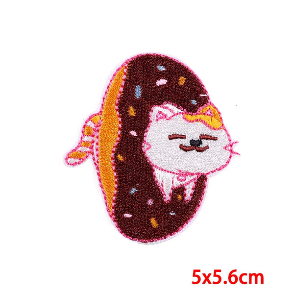 Cute 'Donut Cat | Smiling' Embroidered Patch