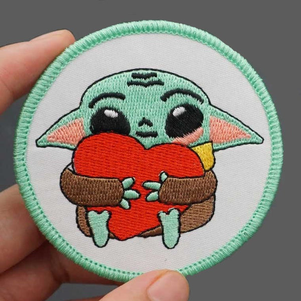 Empire and Rebellion 'Baby Yoda | Hugging Heart | Round' Embroidered Patch