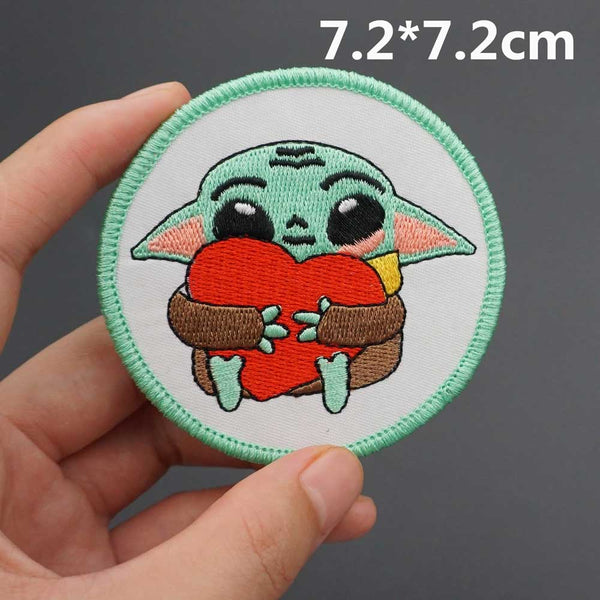 Empire and Rebellion 'Baby Yoda | Hugging Heart | Round' Embroidered Patch