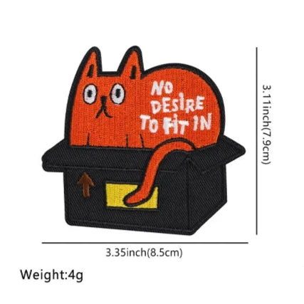 Orange Cat ‘No Desire To Fit In’ Embroidered Patch