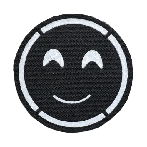 Smiling Face and Eyes 'Reflective' Embroidered Velcro Patch