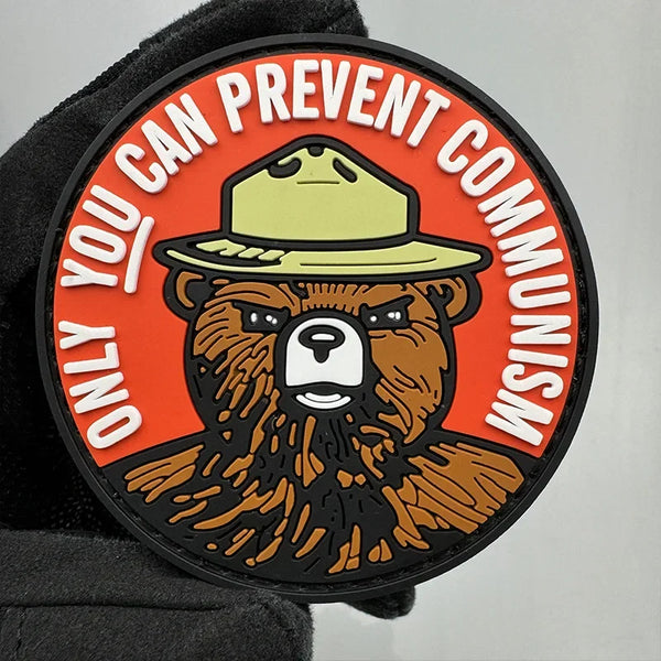 Bear 'Only You Can Prevent Communism | Round' PVC Rubber Velcro Patch