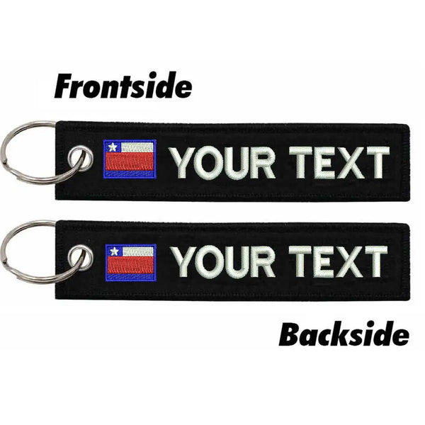 Personalized Keychain 'Chile Flag' Embroidered Velcro Patch