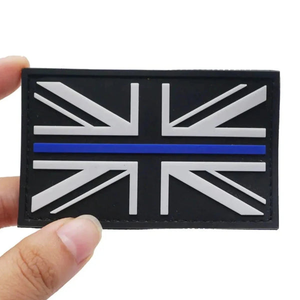 United Kingdom Flag 'Blue Line' PVC Rubber Patch