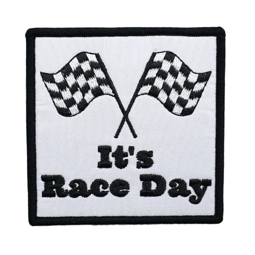 Racing Flags 'It's Race Day | Square' Embroidered Velcro Patch