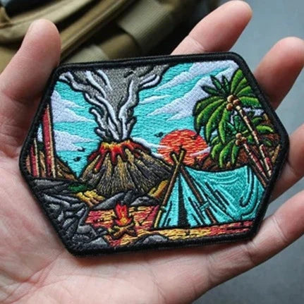 Camping Adventures 'Volcano View' Embroidered Velcro Patch