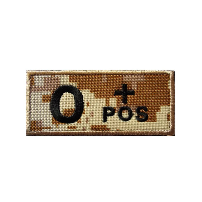 Blood Type 'O Positive | Camouflage' Embroidered Velcro Patch