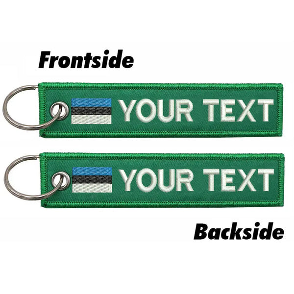 Personalized Keychain 'Estonia Flag' Embroidered Velcro Patch