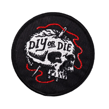Skull 'DIY or Die' Embroidered Patch