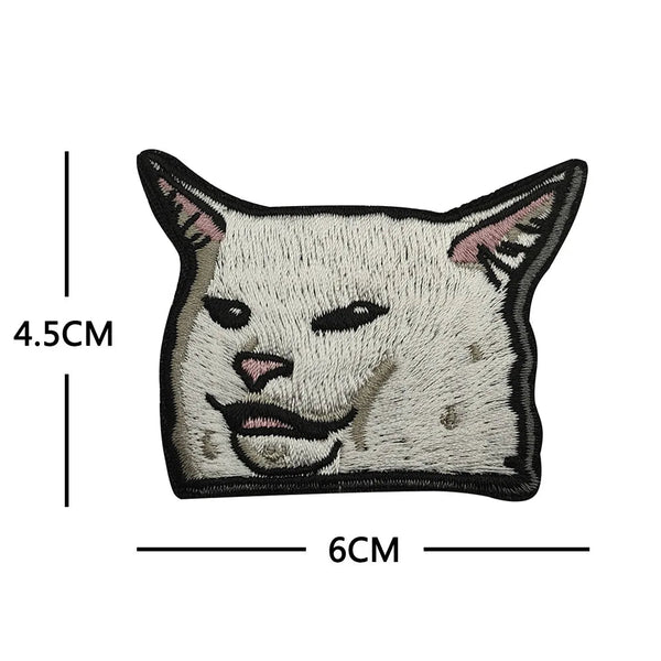 Cat Head 'Peeking' Embroidered Velcro Patch