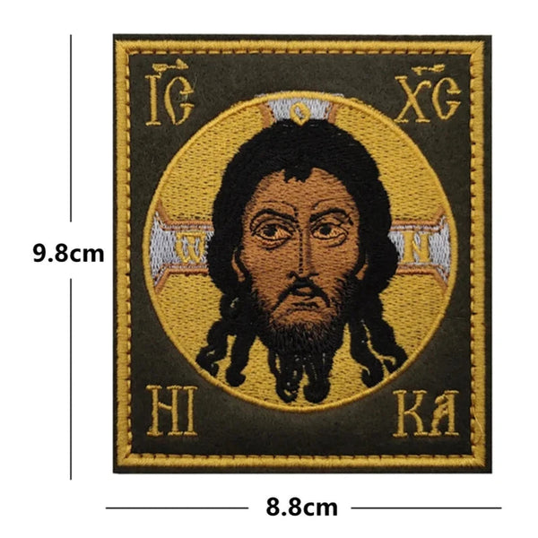 Christogram IC XC 'Jesus Face | Square' Embroidered Velcro Patch