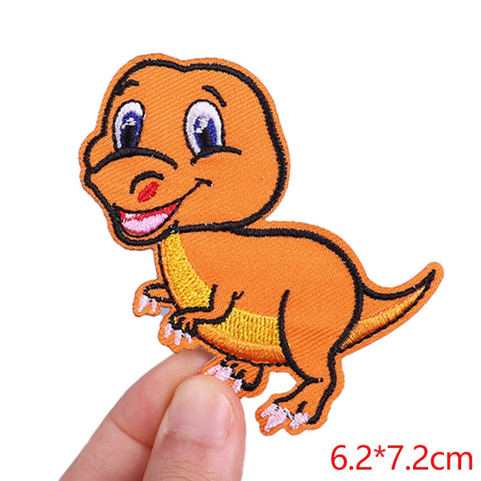 Cute 'Orange Dinosaur | Happy' Embroidered Patch