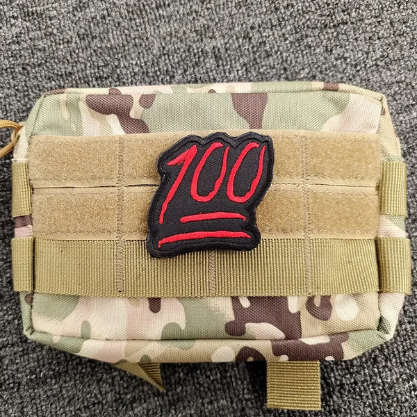 Cool 'Hundred Points Emoji' Embroidered Velcro Patch