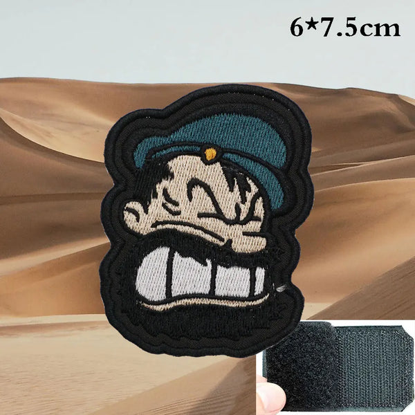 Popeye 'Brutus Head' Embroidered Velcro Patch