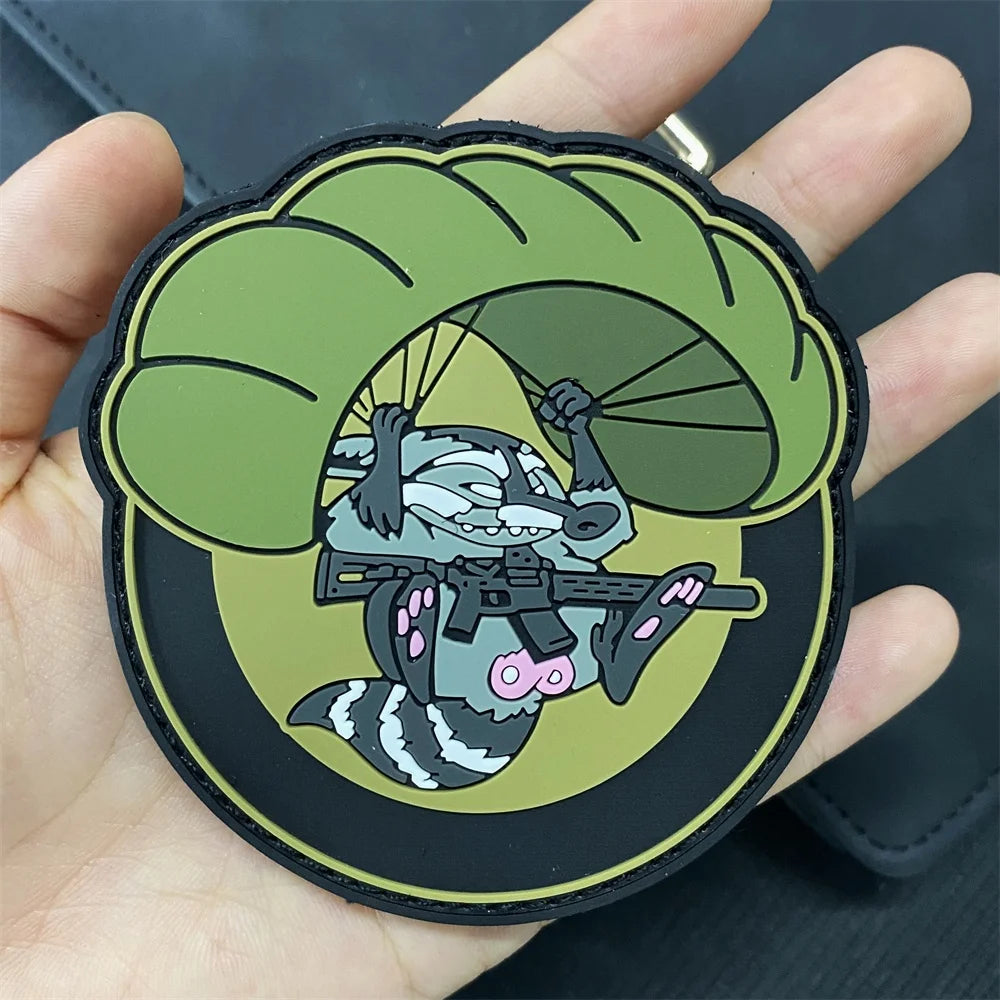 Tactical Raccoon 'Parachute' PVC Rubber Velcro Patch