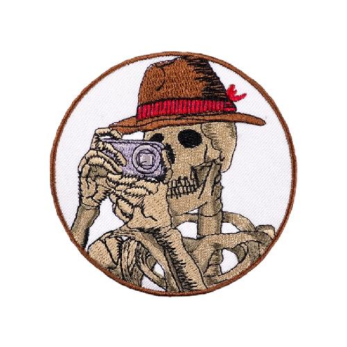 Skeleton 'Taking Picture' Embroidered Patch