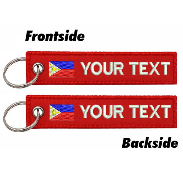 Personalized Keychain 'Philippine Flag' Embroidered Velcro Patch