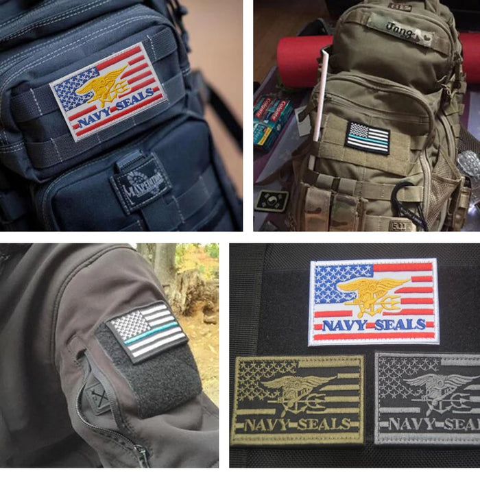 American Flag 'Navy Seals' Embroidered Velcro Patch