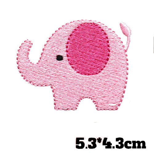 Cute 'Pink Elephant' Embroidered Patch
