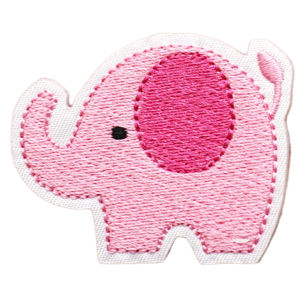 Cute 'Pink Elephant' Embroidered Patch