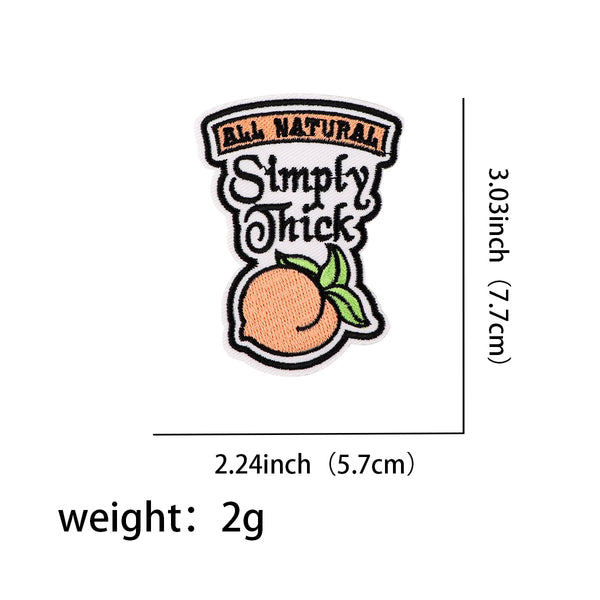 Peach ‘All Natural Simply Thick’ Embroidered Patch