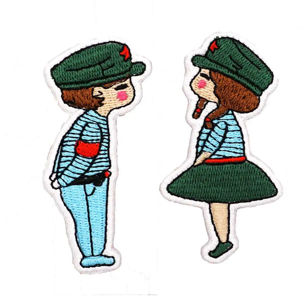 Cute Couple 'Wearing Hat' Embroidered Patch