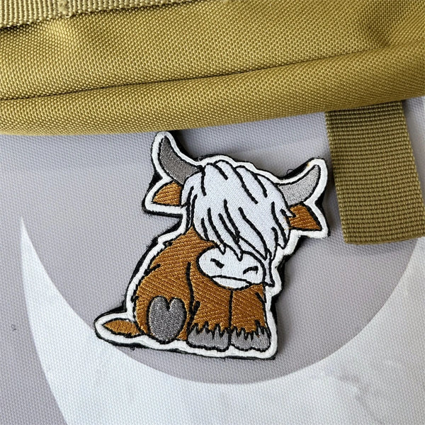 Cute 'Highland Cow' Embroidered Velcro Patch