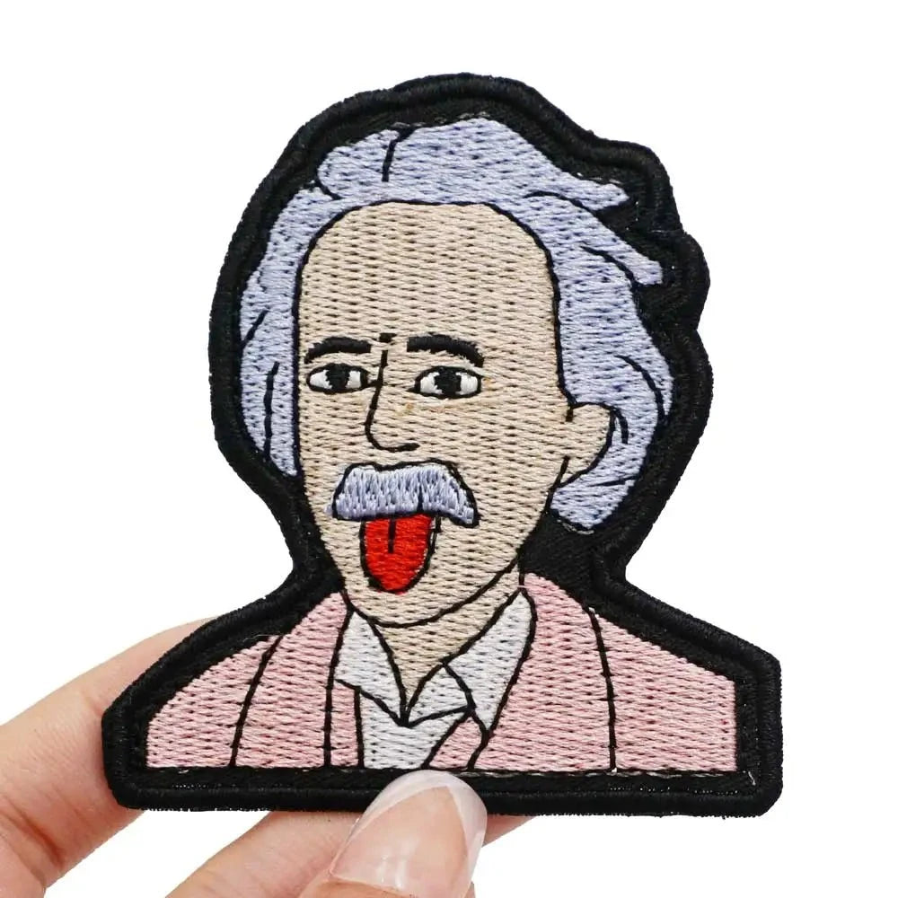 Albert Einstein 'Tongue Out' Embroidered Velcro Patch